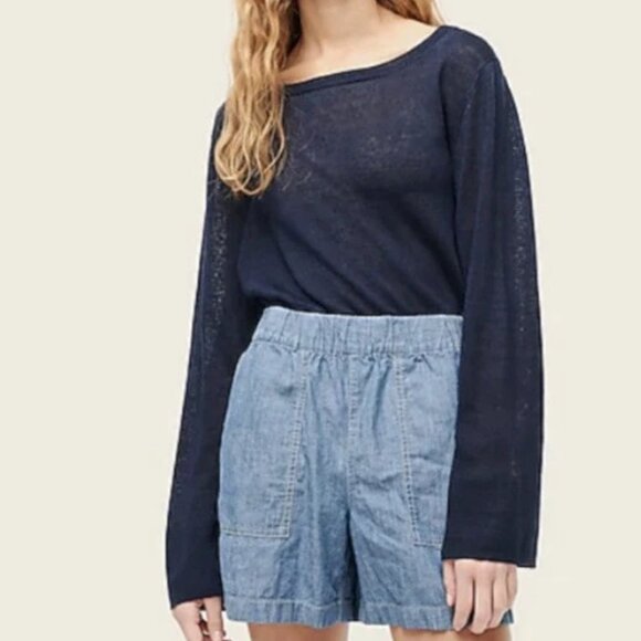 J Crew 100% Linen Relaxed Fit Black Crewneck Sweater #AY827 - Picture 1 of 9